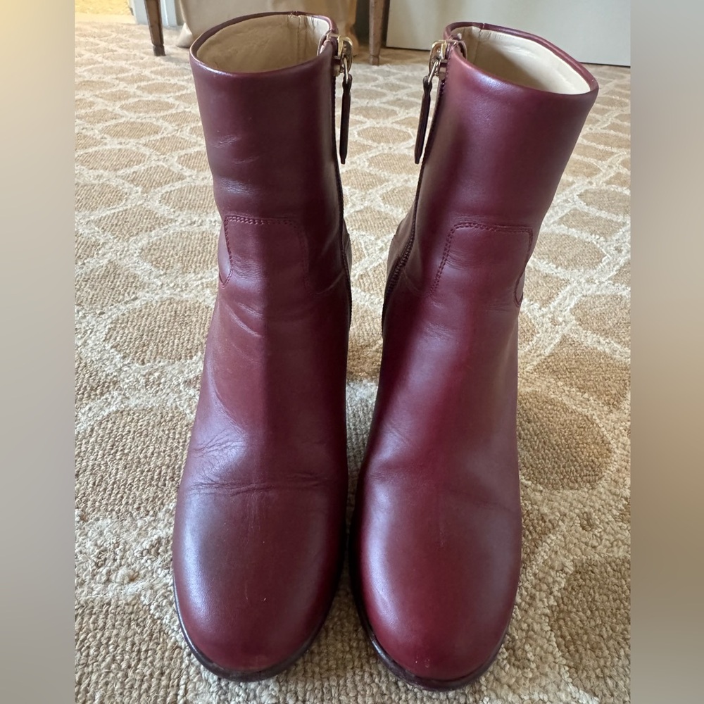 CHANEL Deep Red Ankle Boots